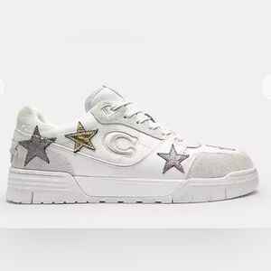 Coach White Sneakers with Gold and Silver Stars